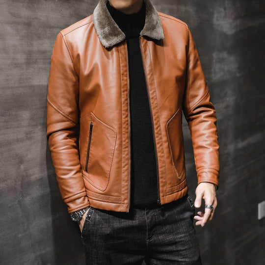 Herren Premium Kunstleder‑Fliegerblouson mit kontrastierendem Teddykragen und verdeckter Reißverschlussleiste Nord Taschen