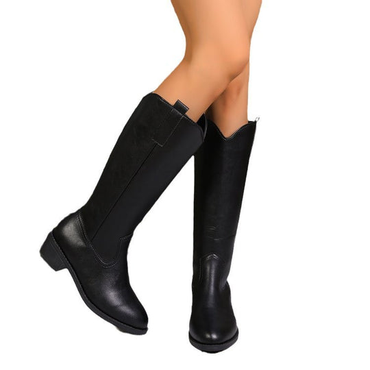Damen Kniehohe Western‑Stiefel mit mittlerem Blockabsatz und seitlichem Reißverschluss Nord Taschen