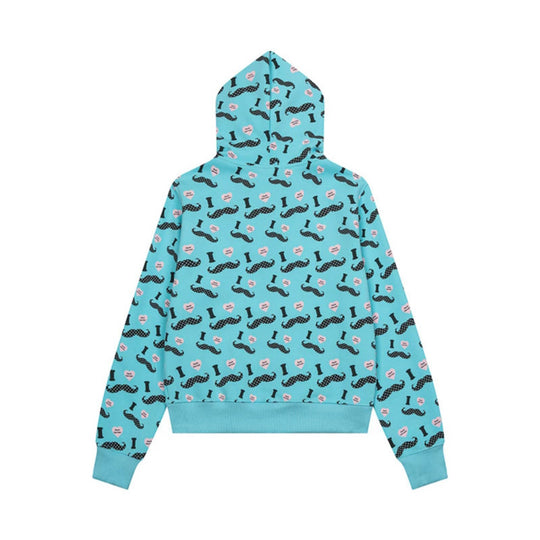 Damen Kurze Kapuzen‑Sweatjacke im Grafik-Print mit Rippbündchen und Kängurutaschen Nord Taschen