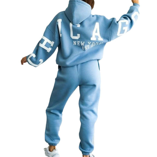 Damen Oversized Kapuzenpullover mit großflächigem Blockprint Nord Taschen