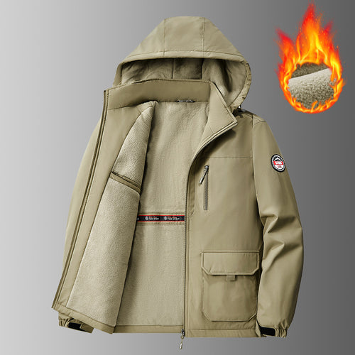 Herren Wind- und Wasserabweisender Kapuzenparka mit weichem Fleece-Innenfutter und Multifunktionstaschen Nord Taschen