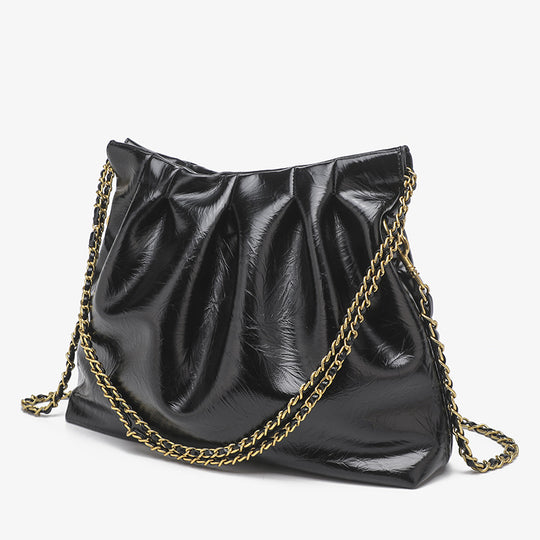 Damen Umhängetasche mit elegantem Plissee-Design und schimmerndem Kettenriemen Nord Taschen