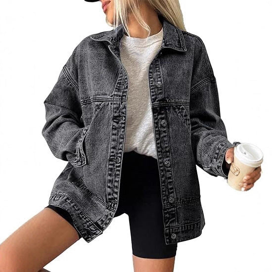 Damen Oversize-Jeansjacke mit kastigem Schnitt und markanten Naht-Details Nord Taschen