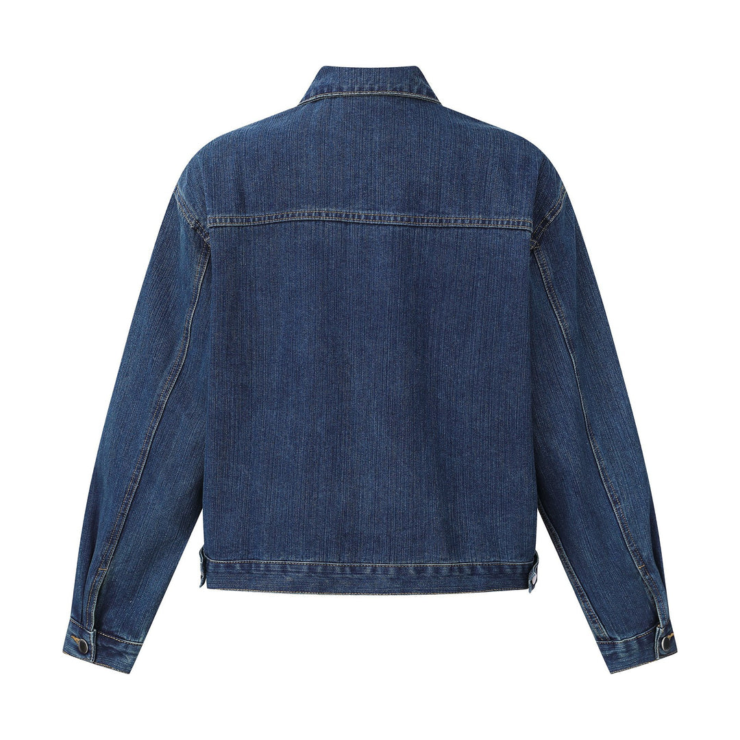 Unisex kastig geschnittene Denim‑Blousonjacke mit durchgehendem Reißverschluss Nord Taschen