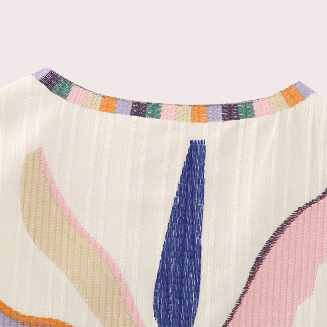 Damen bestickte ärmellose Boho‑Weste mit folkloristischen Motiven und offener Front Nord Taschen
