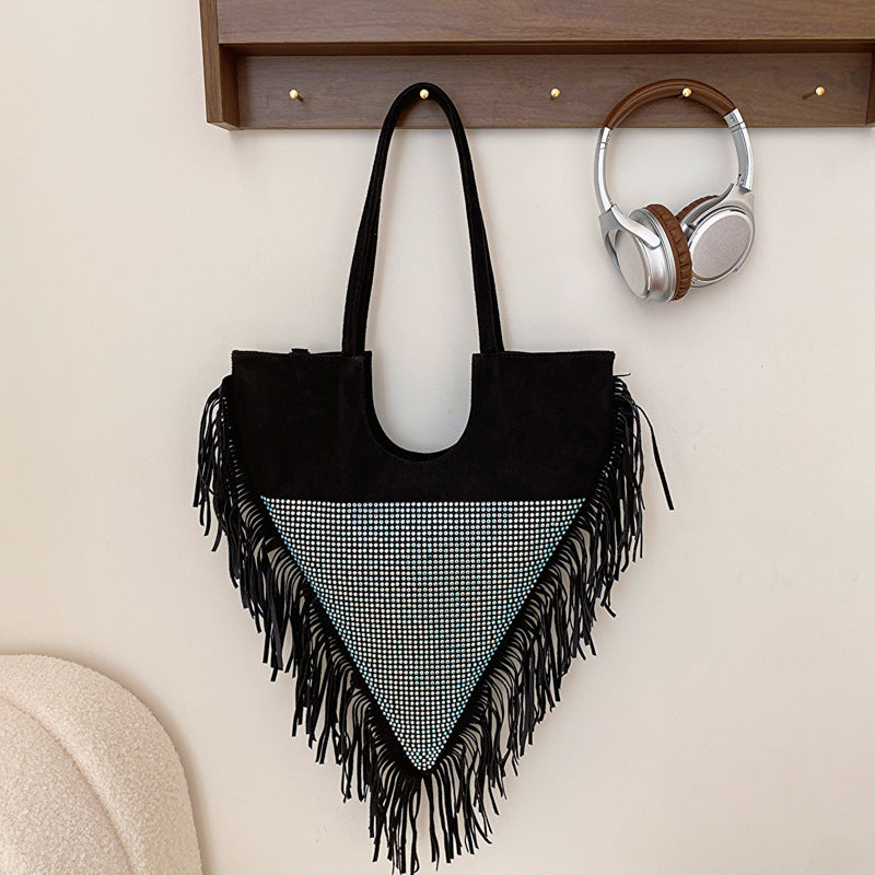 Damen modische Fransen-Handtasche mit Strassbesatz Nord Taschen