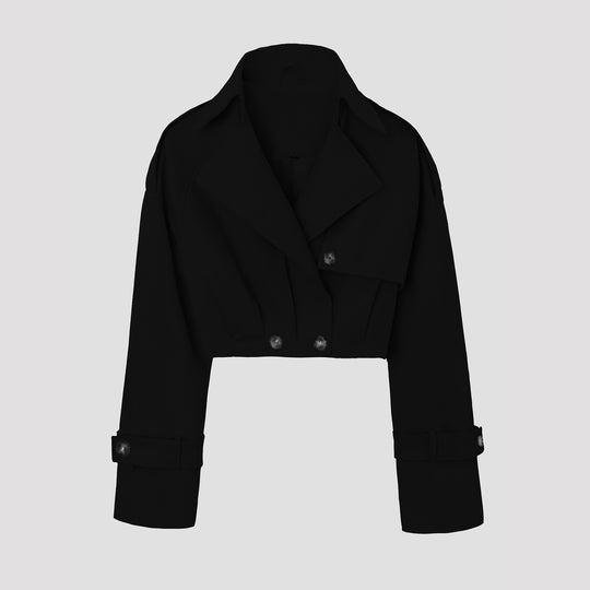 Damen Kurzjacke im Trenchcoat‑Stil mit weitem Revers Nord Taschen