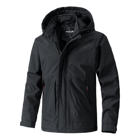 Herren Wasserabweisende Kapuzen‑Übergangsjacke mit Thermofutter, Utility‑Taschen & verstellbaren Manschetten Nord Taschen