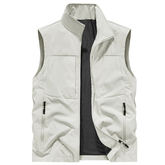 Herren Multifunktionale Outdoor-Weste mit winddichter Mikrofaser, Mesh-Innenfutter und verdeckten Reißverschlusstaschen Nord Taschen