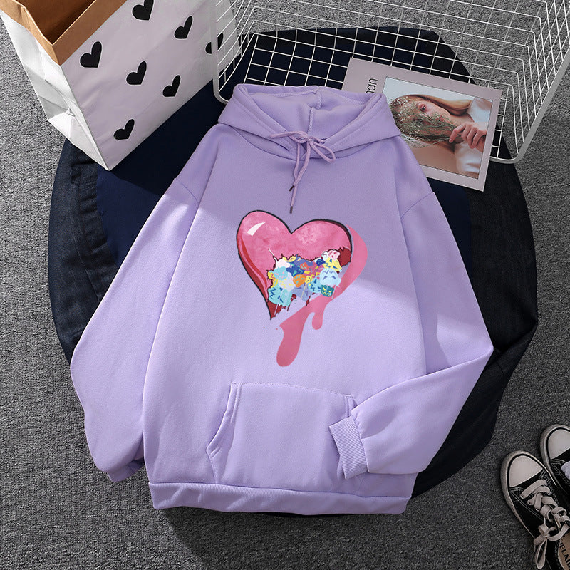 Damen nan Kapuzenpullover mit künstlerischem Aquarell‑Federmotiv, Oversize‑Schnitt und Kängurutasche Nord Taschen