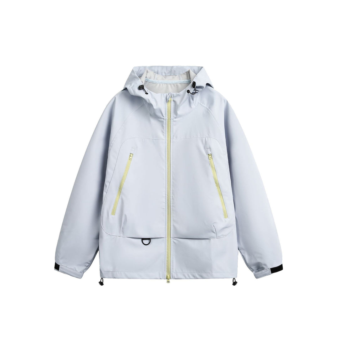 Damen Wasserdichte Softshell‑Regenjacke mit Kapuze, verstellbarem Saum und kontrastierenden Reißverschlüssen Nord Taschen