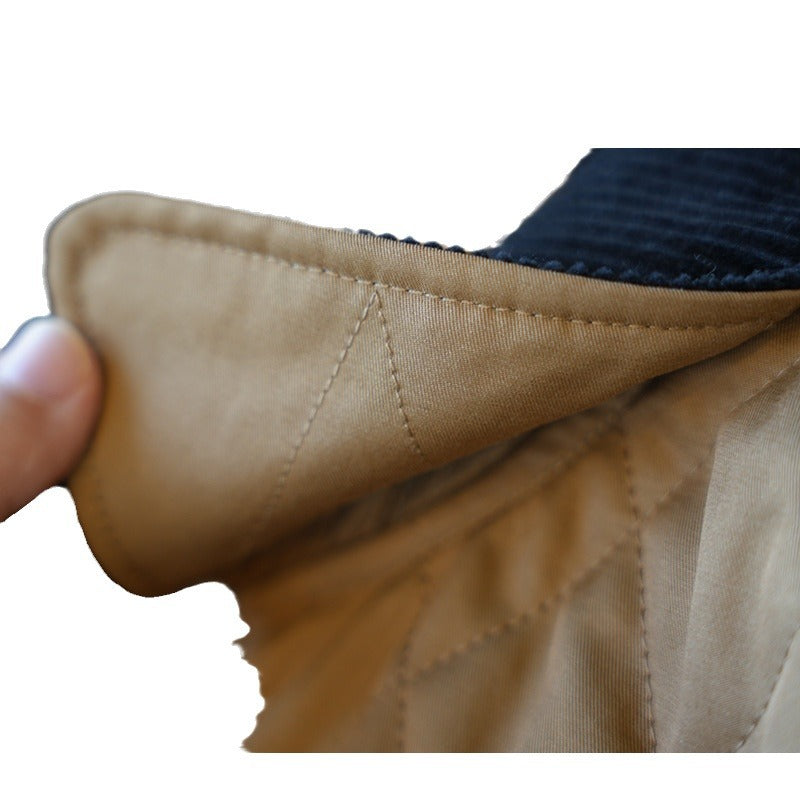 Damen Leichte gesteppte Übergangsjacke mit Cordkragen und Druckknopfleiste Nord Taschen