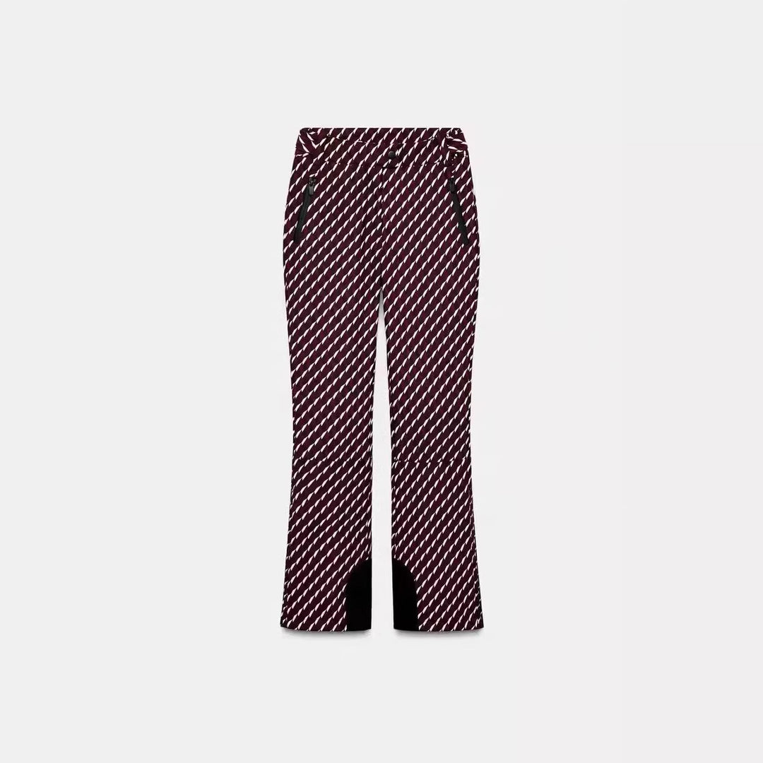 Damen 30+ taillierte Bootcut‑Skihose mit Allover‑Print, Reißverschlusstaschen und verstärktem Beinabschluss Nord Taschen