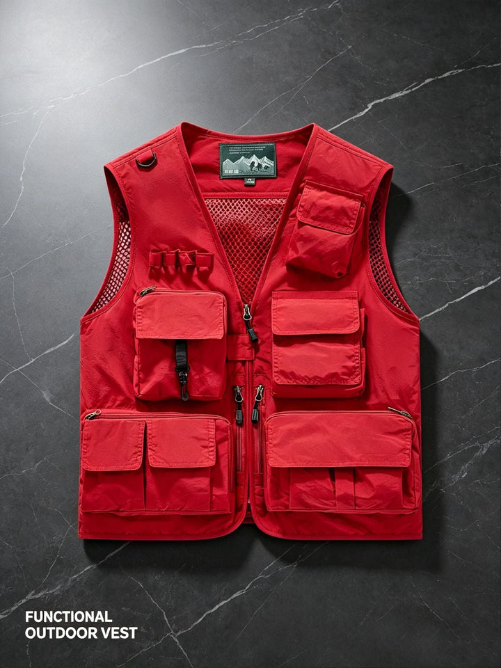 Unisex nan multifunktionale Outdoorweste mit zahlreichen Taschen und Netzfutter