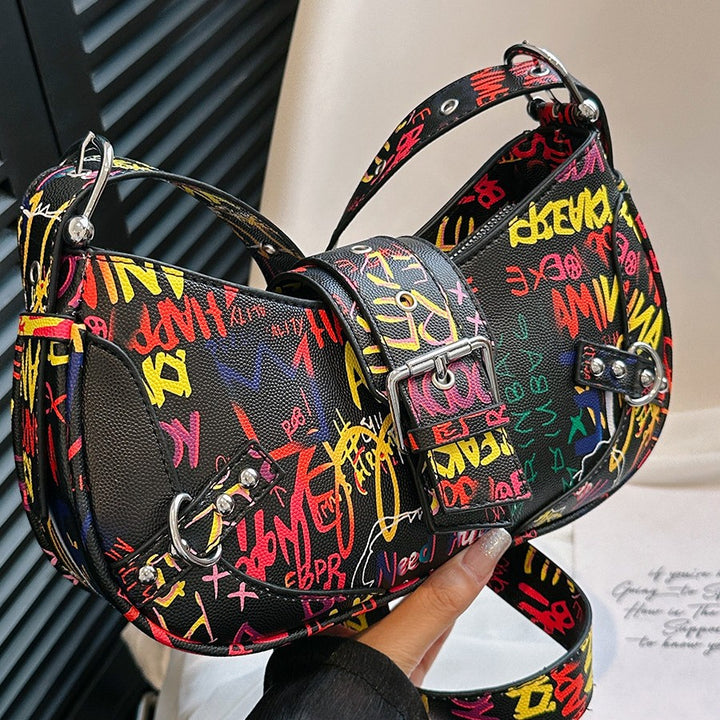 Damen modische Schultertasche mit auffälligem Graffiti-Design Nord Taschen