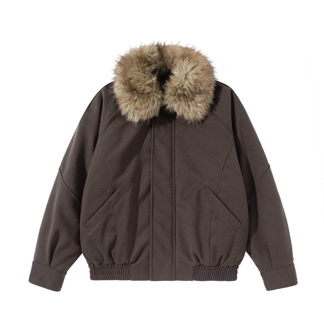Damen Boxy Blouson mit voluminösem Kunstfellkragen und elastischem Saum Nord Taschen