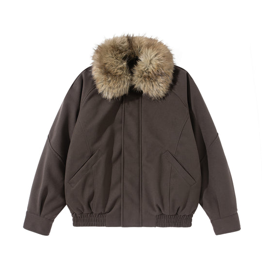 Damen Boxy Blouson mit voluminösem Kunstfellkragen und elastischem Saum Nord Taschen