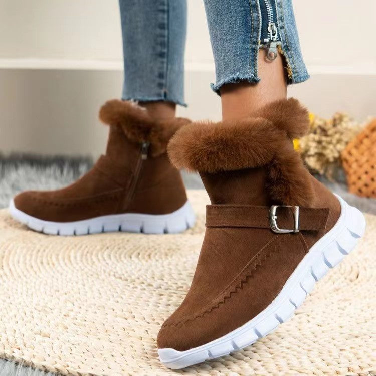 Damen  gefütterte Stiefelette mit Kunstfellkragen, rutschfester Leichtsohle und seitlichem Reißverschluss Nord Taschen