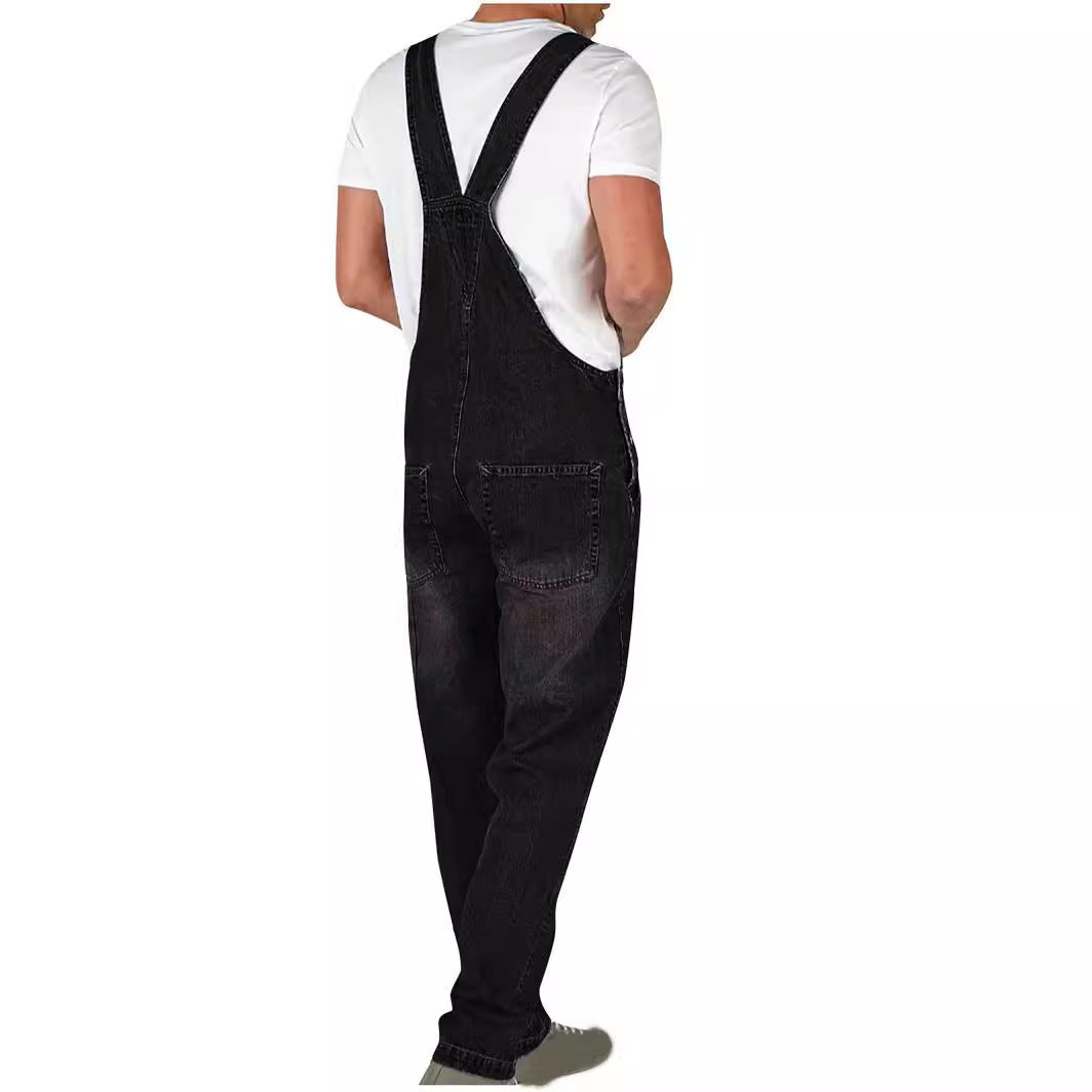 Herren Jeans Latzhose robust mit verstellbaren Trägern