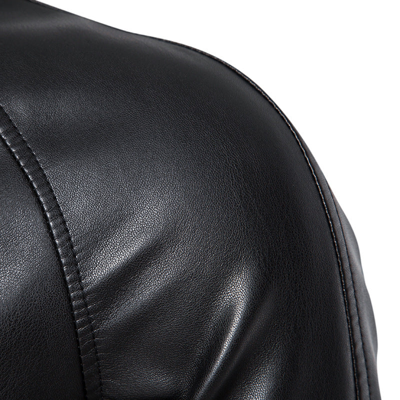 Herren Kunstleder-Bomberjacke im Slim-Fit mit Rippbündchen und verdecktem Reißverschlussleiste Nord Taschen