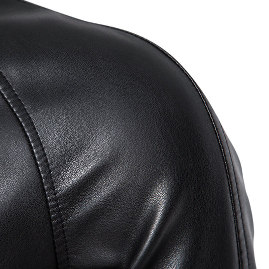 Herren Kunstleder-Bomberjacke im Slim-Fit mit Rippbündchen und verdecktem Reißverschlussleiste Nord Taschen