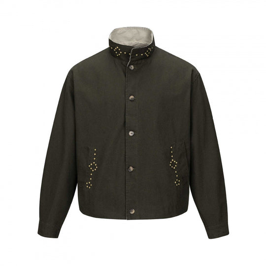 Herren Kurz geschnittene kastige Canvas‑Jacke mit Nietenbesatz und Stehkragen Nord Taschen