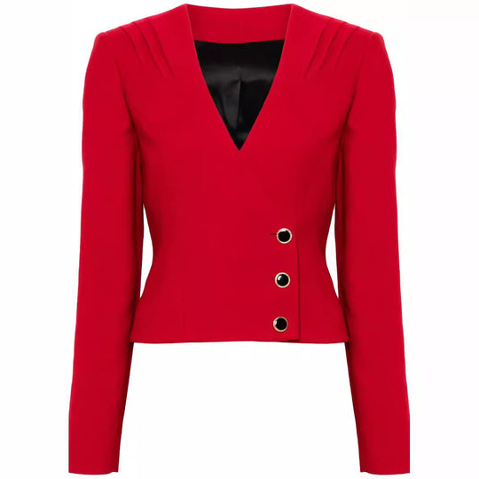 Damen Zweiteiliger Blazer-Top mit V‑Ausschnitt und Wickel-Minirock im Tailoring-Look Nord Taschen