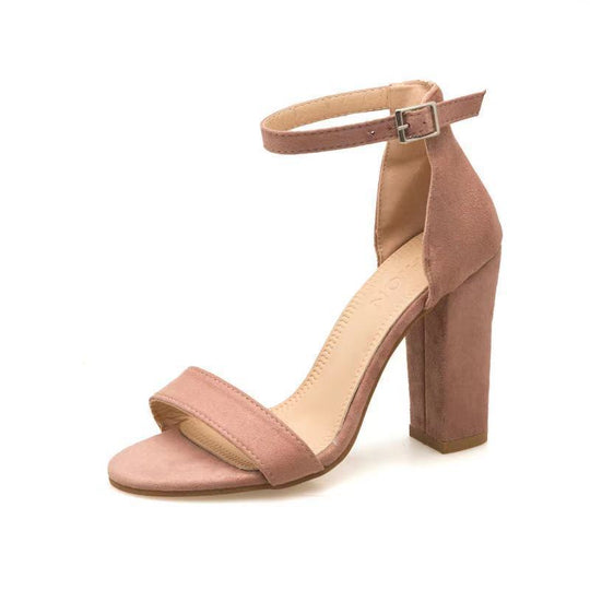 Damen elegante High Heel Sandalen mit breitem Riemen und Blockabsatz - Arvani