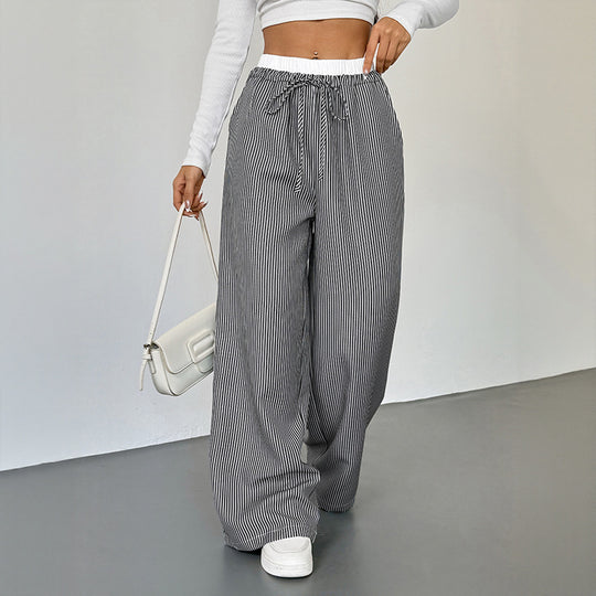Damen Lässige und elegante Streifenhose Nord Taschen