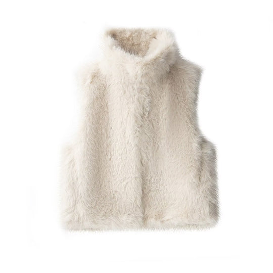 Damen Ärmellose Teddy‑Plüschweste mit hohem Stehkragen und dichtem Hochflor Nord Taschen