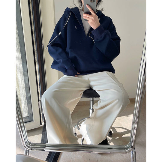 Damen Oversized Kapuzenpullover mit Halbzip, Kängurutasche und Relaxed‑Fit Nord Taschen