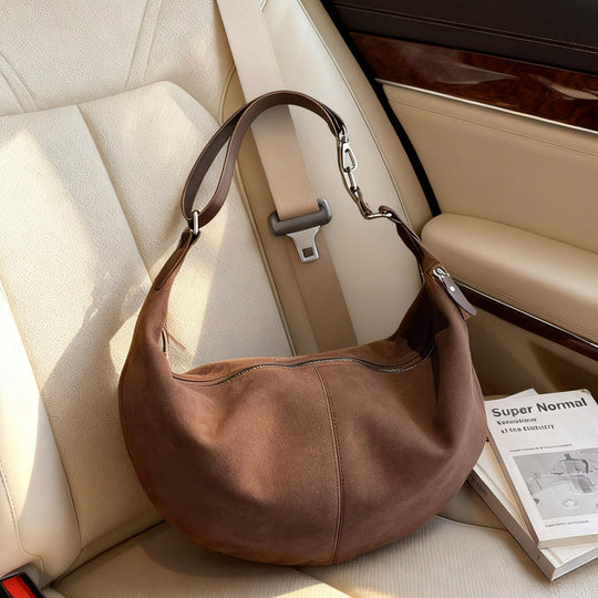 Damen lässige Hobo-Tasche aus weichem Veloursleder mit praktischen Fächern Nord Taschen