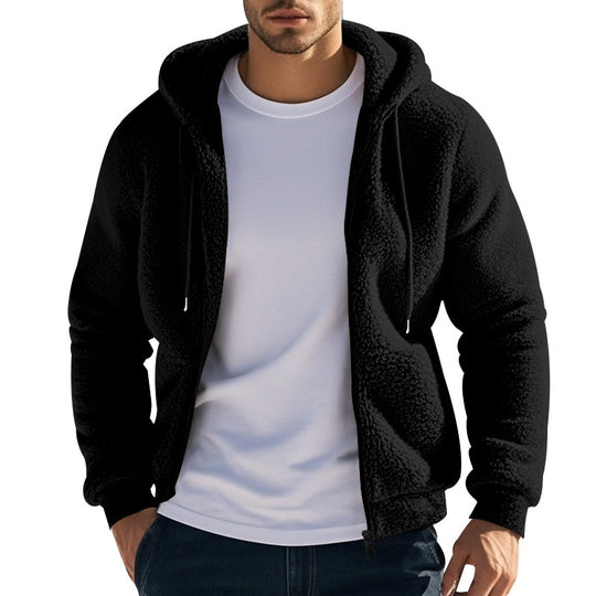 Herren Teddy-Fleece-Kapuzenjacke mit durchgehendem Reißverschluss und Kängurutaschen Nord Taschen