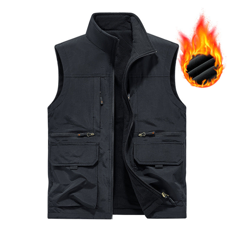 Herren Gefütterte Utility‑Weste mit Fleece‑Innenfutter, winddichter Außenlage und Multifachtaschen Nord Taschen
