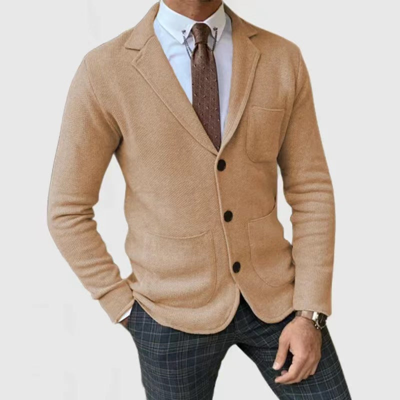 Herren Strickblazer mit großen Taschen und modernem Schnitt