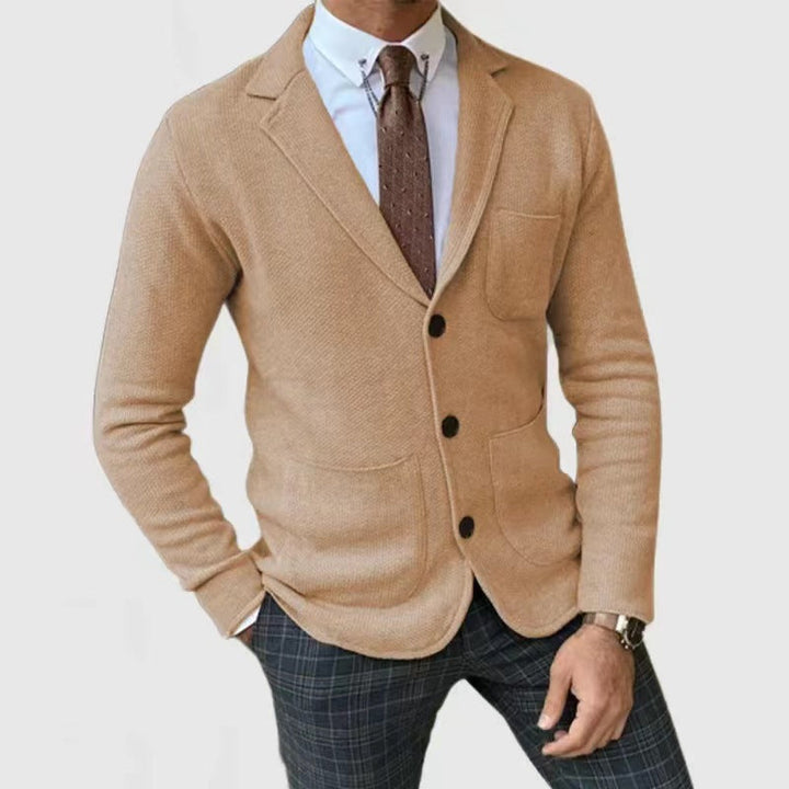 Herren Strickblazer mit großen Taschen und modernem Schnitt