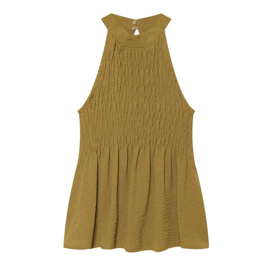 Damen Stufige Wide‑Leg Jersey‑Hose mit hoher Bundpassform und Volantdetails Nord Taschen