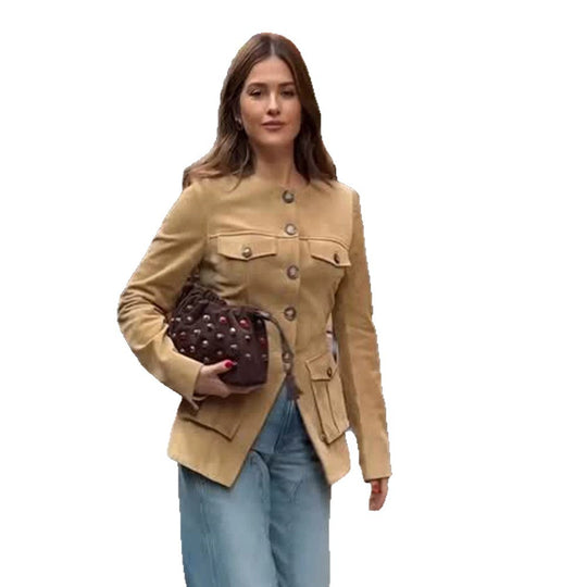 Damen Kurzjacke im Military-Utility-Stil mit aufgesetzten Pattentaschen und Rundhalsausschnitt Nord Taschen