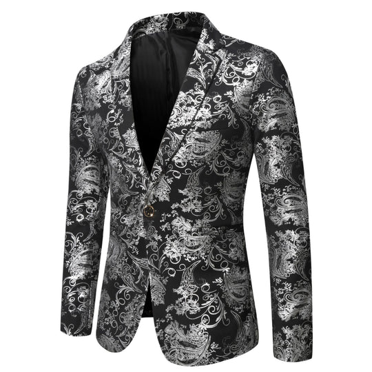 Herren Jacquard-Sakko im Smokingstil mit Schalkragen und einreihiger Knopfleiste Nord Taschen