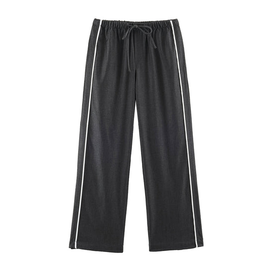 Damen Weite Jogginghose mit Tunnelzug und seitlichen Kontraststreifen Nord Taschen