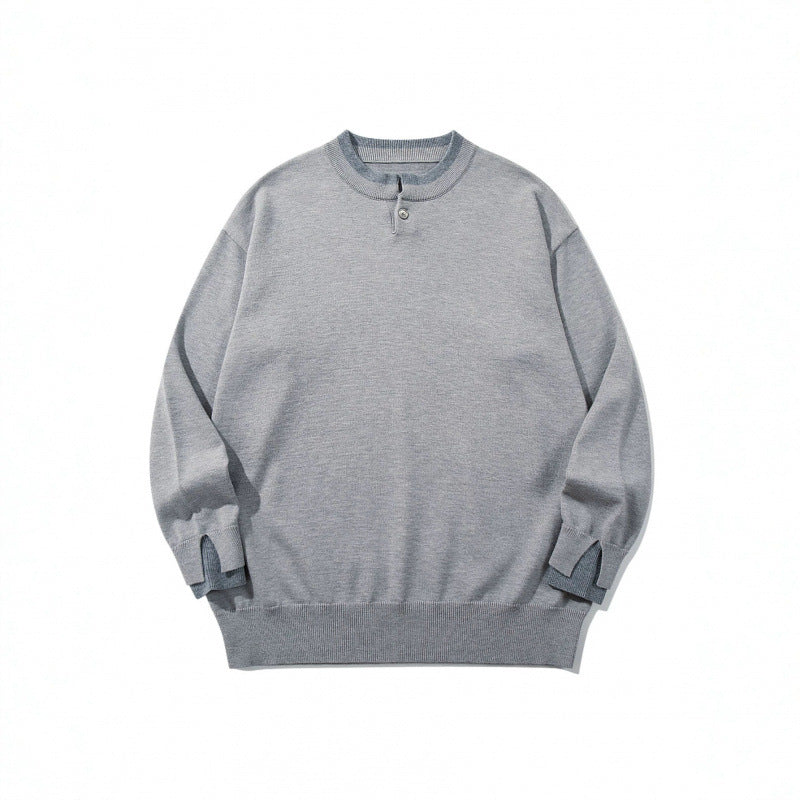 Unisex Oversize Feinstrickpullover mit Henley-Knopfleiste und Schlitzbündchen Nord Taschen