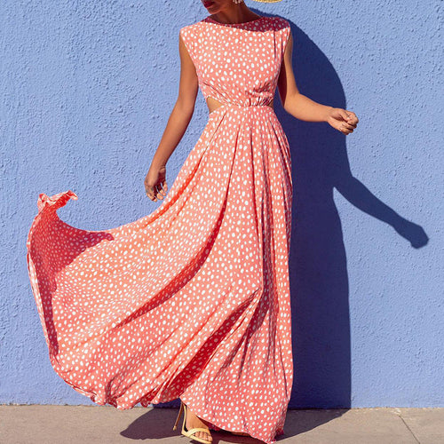 Damen Maxi-Punktkleid mit raffiniertem Schnitt und eleganten Details Nord Taschen