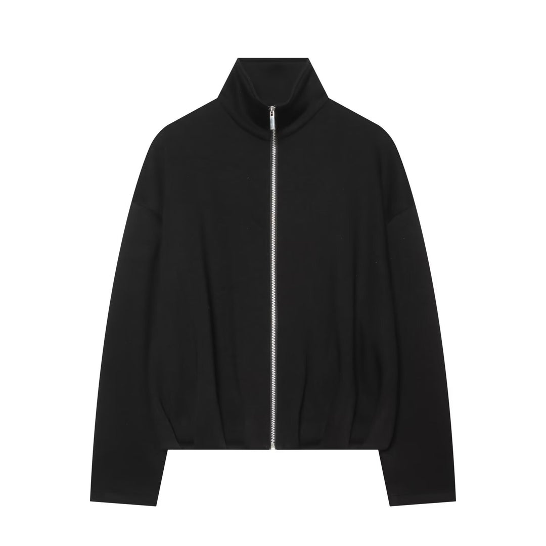 Damen Cropped Sweatjacke mit hohem Funnelkragen, durchgehendem Reißverschluss und tailliertem Saum Nord Taschen