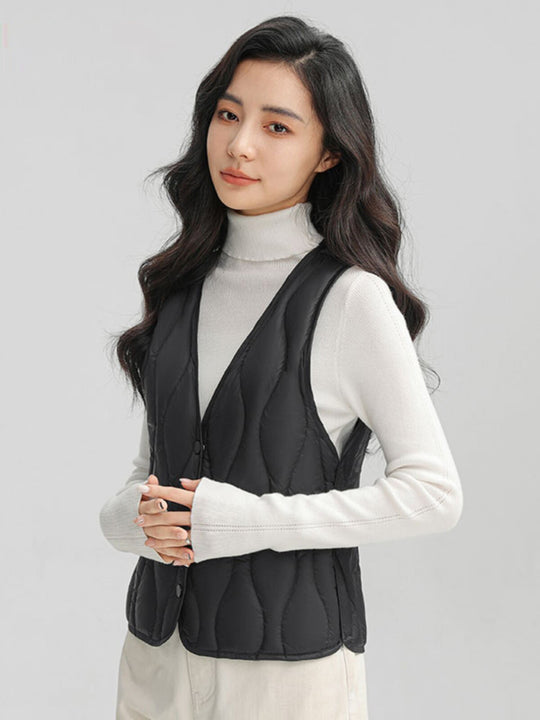 Damen Lange gesteppte Thermoweste mit ergonomischer Wellensteppung Nord Taschen