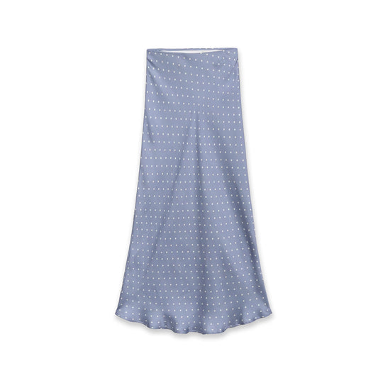 Damen Midi-Rock aus Satin im A-Linien-Schnitt mit hoher Taille und Polka-Dot-Print Nord Taschen