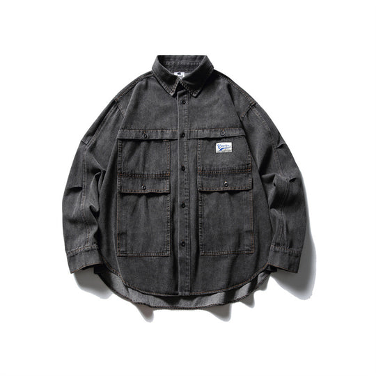 Unisex Oversized Denim‑Chorejacke im kastigen Boxy‑Cut mit großen Pattentaschen Nord Taschen