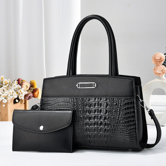 Damen elegante Handtasche mit stilvollem Krokodil-Design und abnehmbarer Clutch Nord Taschen