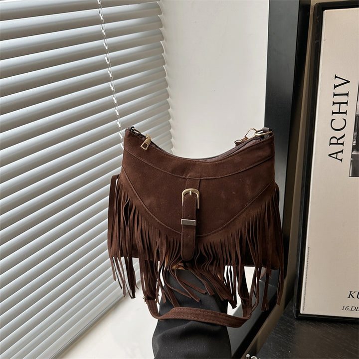 Damen Hobo-Tasche mit modischem Fransen-Design und verstellbarem Schulterriemen Nord Taschen