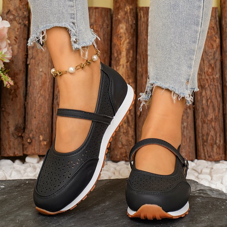 Damen Atmungsaktive Ballerinas mit dekorativer Perforation