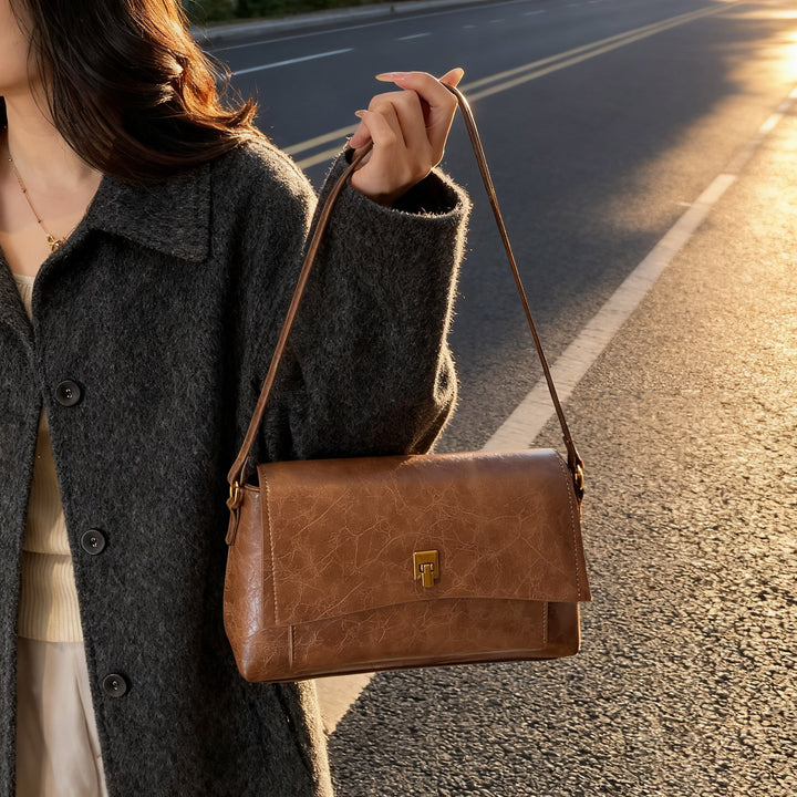 Damen elegante Umhängetasche mit strukturiertem Leder Nord Taschen